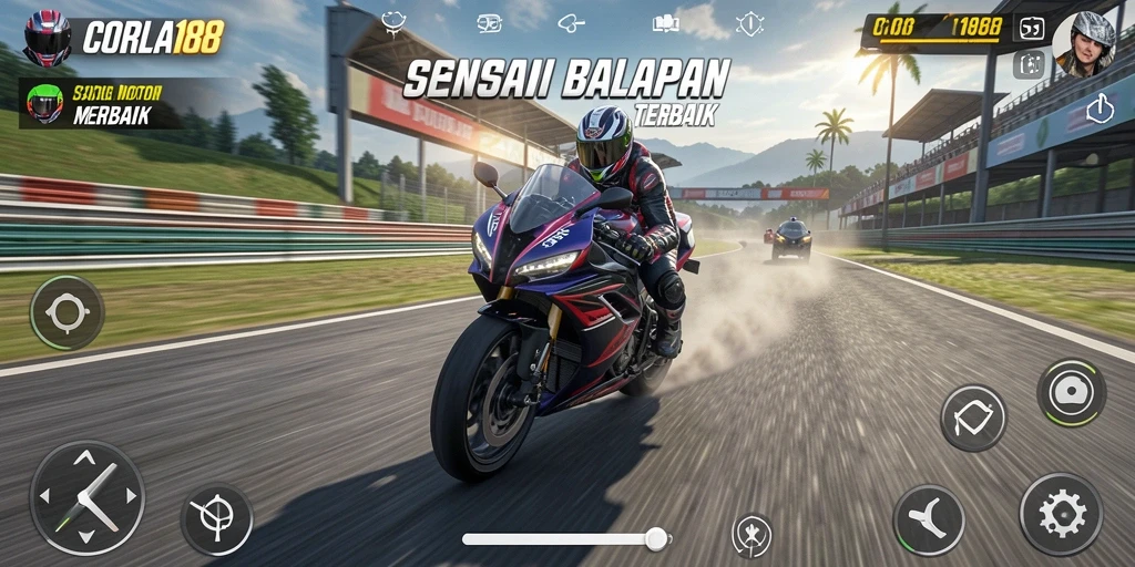 Screenshot tampilan gameplay CORLA188 dengan adrenalin balapan motor.