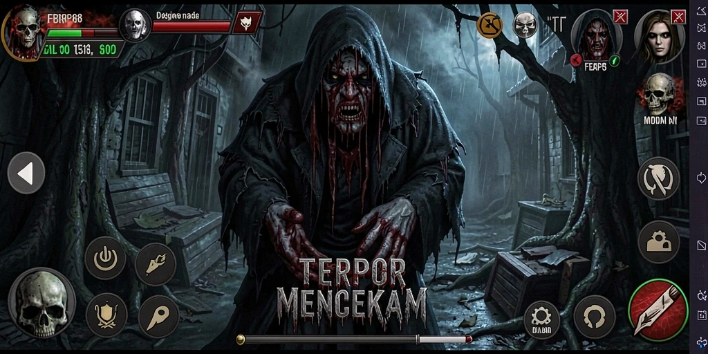 Screenshot FBRP88 menunjukkan suasana mencekam dan gameplay yang seram.