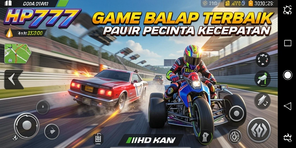 Gameplay menarik dari HP777 saat mengemudikan mobil balap.