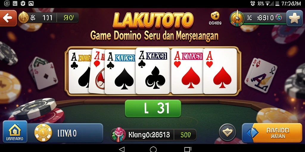 Tampilan gameplay seru di LAKUTOTO dengan kartu Domino.