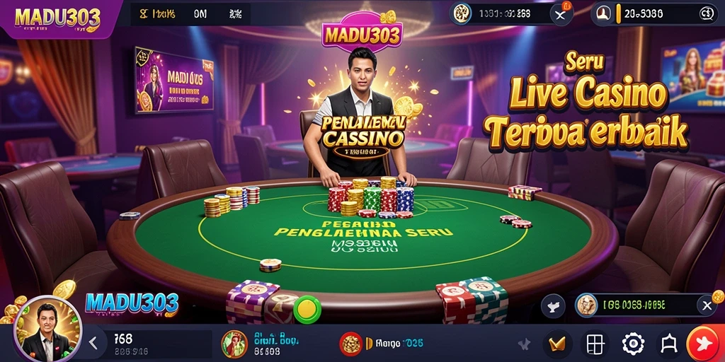 Tampilan gameplay Live Casino yang seru dan interaktif di MADU303.