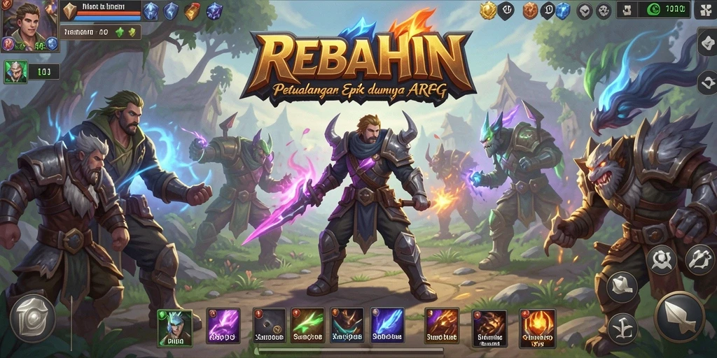 Gameplay seru di dunia fantasi REBAHIN yang menantang.