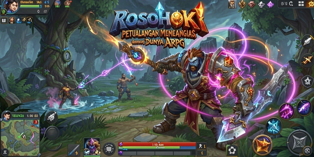 Tampilan screenshot gameplay <strong>ROSOHOKI</strong> yang menampilkan aksi pertempuran yang intens.