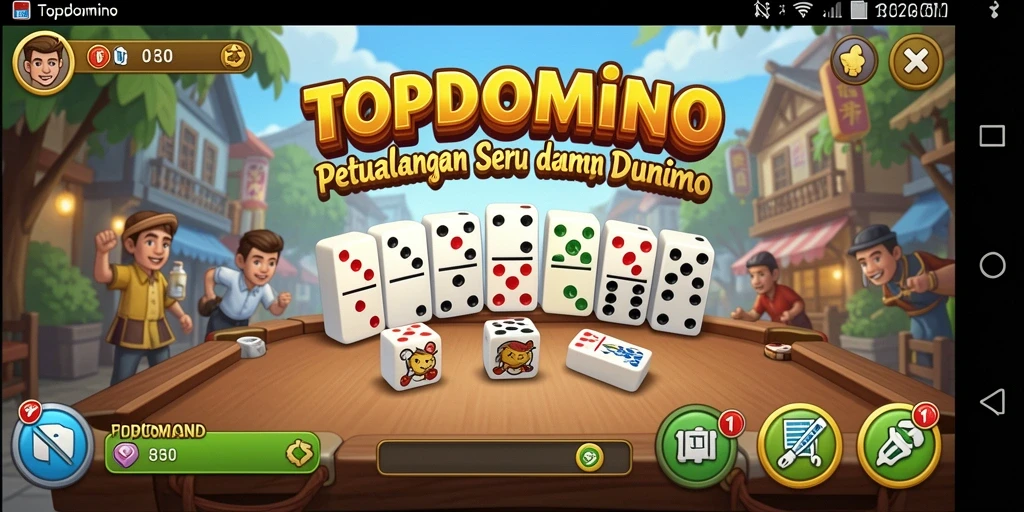 Tangkapan layar <strong>TOPDOMINO</strong> menampilkan pemain menjelajahi dunia petualangan yang luas.