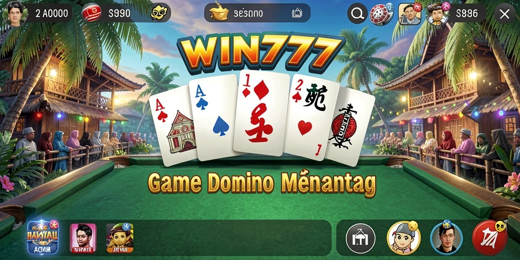 Tampilan screenshot gameplay saat bermain domino di WIN777.